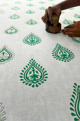 Cara Block Print Dress | Wild Flower Buta Green