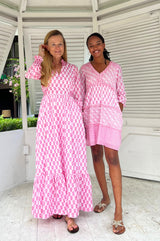 Emmeline Maxi Dress | White/Pink