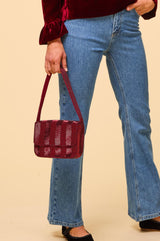 Beaded Strap Handbag | Chevron Wine