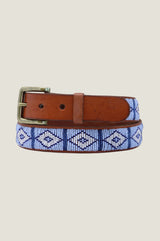 Fully Beaded Triangle Belt | Sky Blue/White