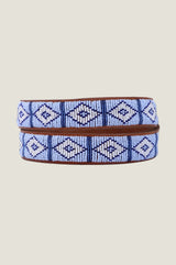 Fully Beaded Triangle Belt | Sky Blue/White