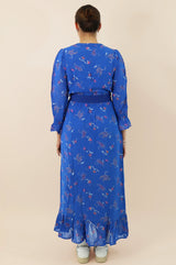 Maeve Georgette Dress | Budding Paisley Cobalt/Orange