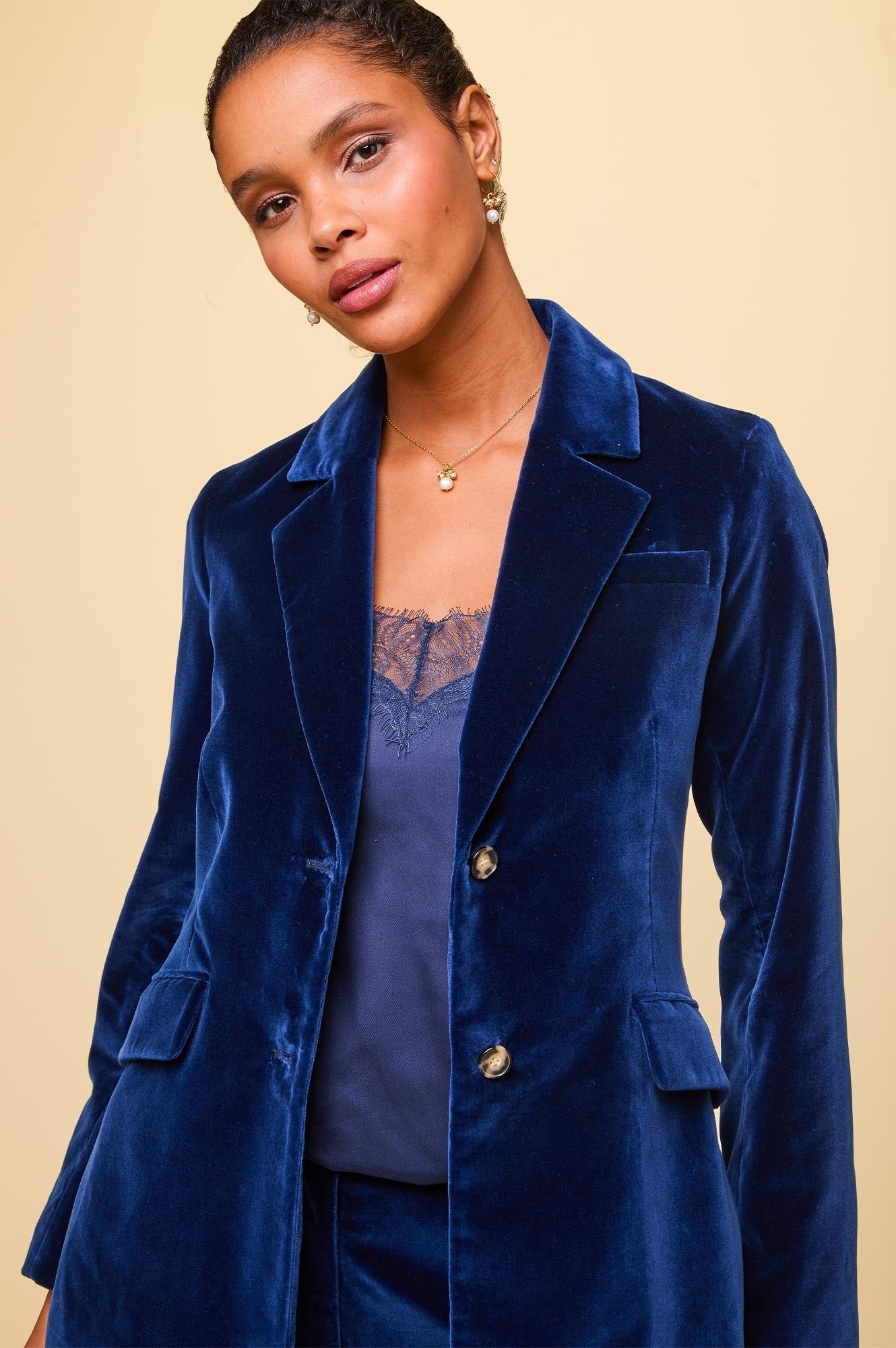 Women's Velvet Blazer By A New Day – Recycled Polyester, Front Button, Solid