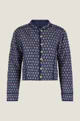Polly Quilted Jacket | Primrose Stamp Navy/Pink