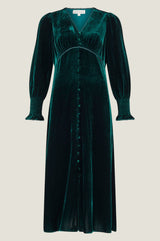Long Sleeve Velvet Sally Anne Dress | Emerald