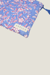 Block Print Laptop Bag | Japanese Flower Marina Blue