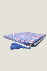 Block Print Laptop Bag | Japanese Flower Marina Blue