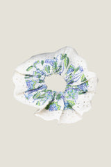 Block Print Lace Trim Scrunchie | Blue Green