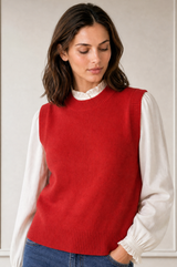 Merino Wool Knitted Short Tank | Red