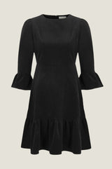 Victoria Short Stretch Corduroy Dress | Black - Aspiga