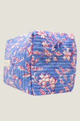 Block Print Medium Wash Bag | Japanese Flower Marina Blue