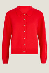 Cashmere Blend Collared Cardigan | Red