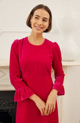Victoria Velvet Dress | Bright Pink
