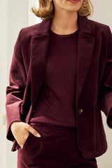 Metallic Knit Angel Sleeve T-Shirt | Burgundy