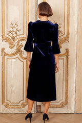 Astrid Velvet Dress | Navy - Aspiga