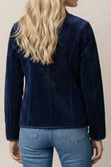 Velvet Quilted Jacket | Navy