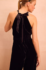 Josie Velvet Halter Neck Jumpsuit | Black
