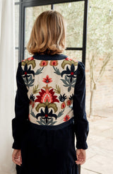 Pia Embroidered Gilet | Ecru/Multi