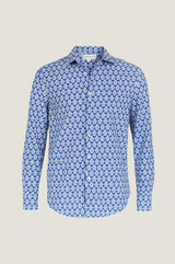 Men's Printed Cotton Shirt | Batik Blue/White