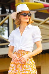 Olive Cheesecloth Blouse | White