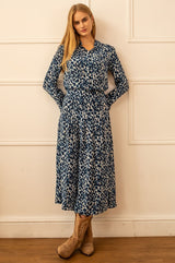 Milena Viscose Crepe Printed Shirt | Animal Ikat Navy/Cream