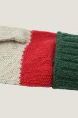 Striped Wool & Cashmere Mittens | Cream/Green/Red