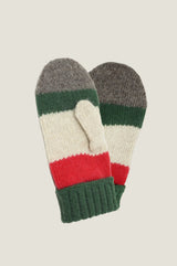 Striped Wool & Cashmere Mittens | Cream/Green/Red