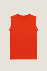 Merino Wool Knitted Short Tank | Bright Orange