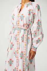 Cara Block Print Dress | White/Pink