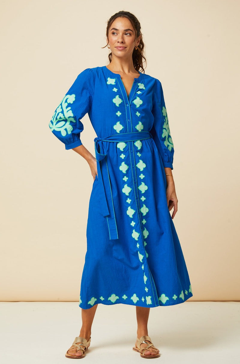 Milly Applique Dress | Cobalt Blue/Green