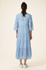 Emma Cotton Dress | Geranium Blue/White
