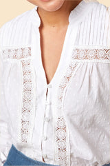 Carrie Organic Cotton Dobby Blouse | White