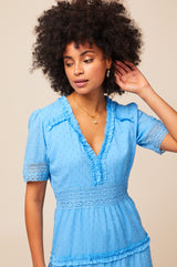 Viola Cotton Midi Dress | Marina Blue