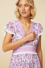 Pippa Block Print Dress | Garden Jaal Pink/White