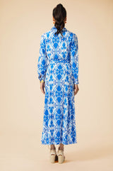 Eliza EcoVero™ Shirt Dress | Ikat Blue/White