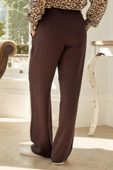Linen Blend Trousers | Chocolate
