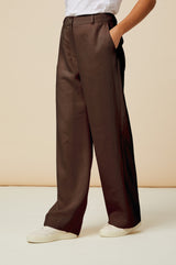 Linen Blend Trousers | Chocolate