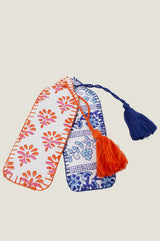 Block Printed Organic Cotton Quilted Bookmark | Hot Coral