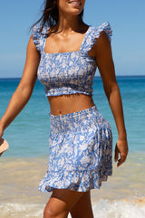 Emani Organic Cotton Skirt | Dianthus Blue/White