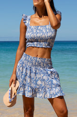 Emani Organic Cotton Skirt | Dianthus Blue/White