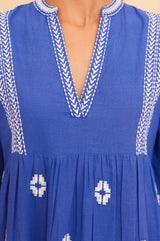 Enola Organic Cotton Dress | Dazzling Blue/White