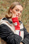 Merino Wool Fingerless Heart Gloves | Red/Cream
