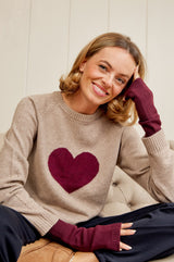 Merino Wool Fingerless Gloves | Wine