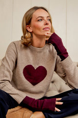 Merino Wool Fingerless Gloves | Wine