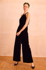 Josie Velvet Halter Neck Jumpsuit | Black