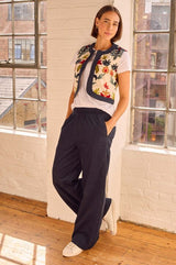 Pia Embroidered Gilet | Ecru/Multi