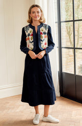 Pia Embroidered Gilet | Ecru/Multi