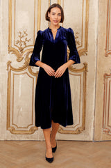 Astrid Velvet Dress | Navy - Aspiga