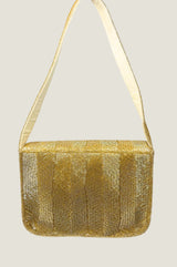 Beaded Strap Handbag | Chevron Gold