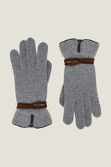 SANTACANA Touchscreen Wool & Cashmere Blend Gloves | Grey/Brown/Orange